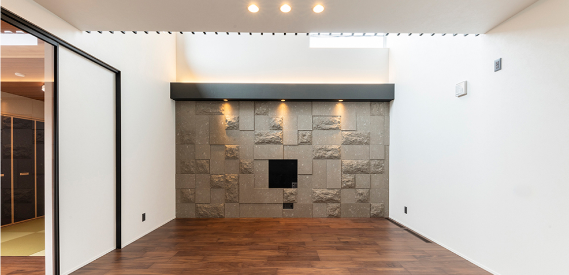 札幌軟石を使用したリビング